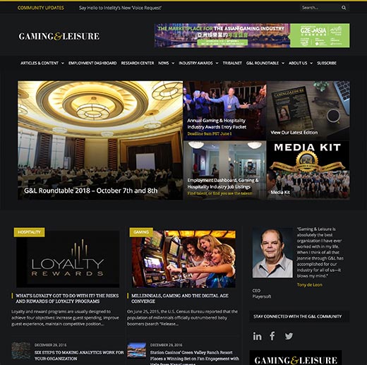 Gaming & Leisure homepage