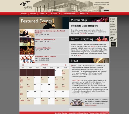Mondavi Center for the Performing Arts Homepage